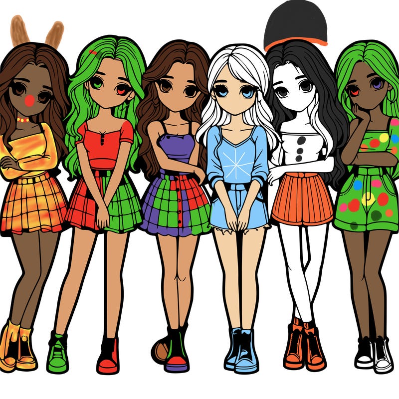 a group of girls realistic