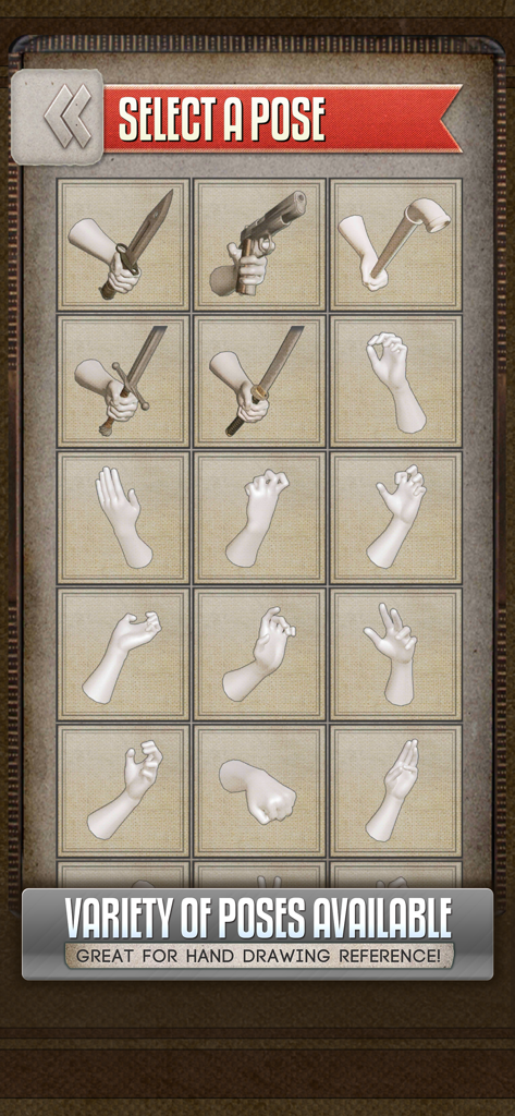 Handy Art Reference Tool - A grid of 3D hand poses for drawing reference