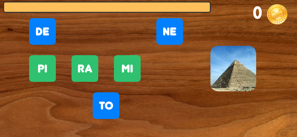 Scrivere con le sillabe Pro - Educational game interface for kids learning to spell Italian words with syllables