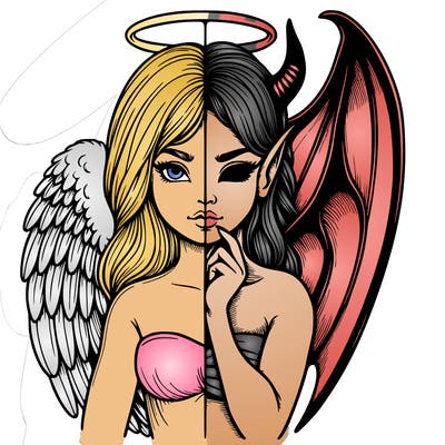 realistic angel half demon