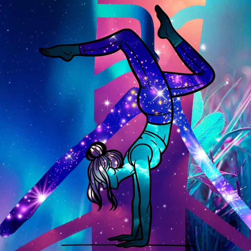 a woman doing a handstand