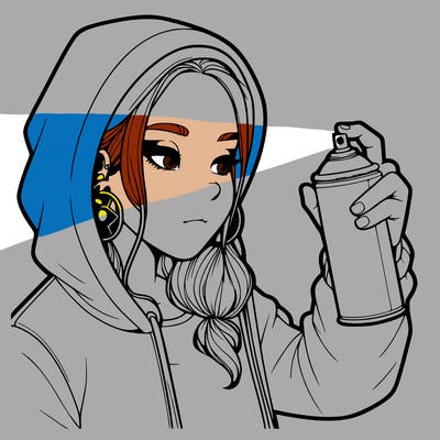 a realistic girl, spray painting