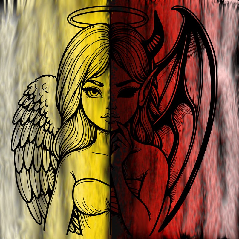 realistic angel half demon