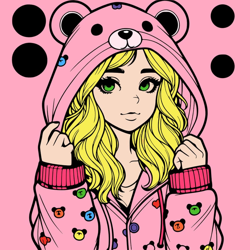 realistic girl in a animal pjs hoodie