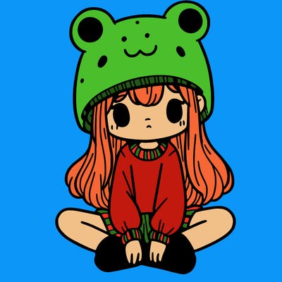 a girl wearing a frog hat and some frog socks