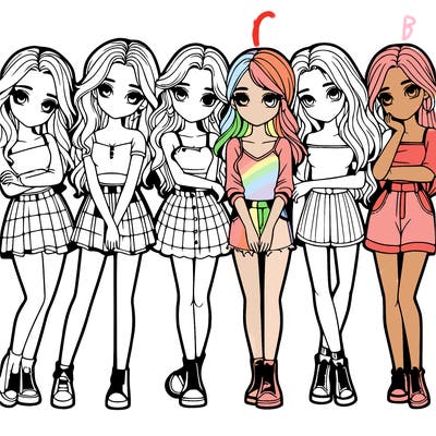 a group of girls realistic