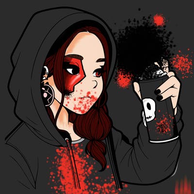 a realistic girl, spray painting