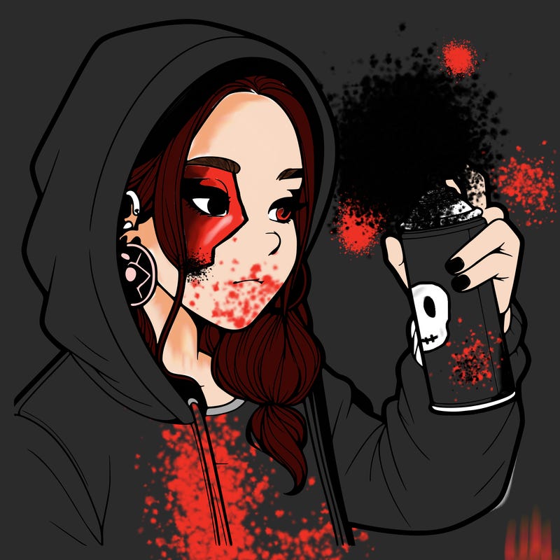 a realistic girl, spray painting