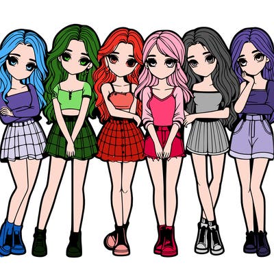 a group of girls realistic