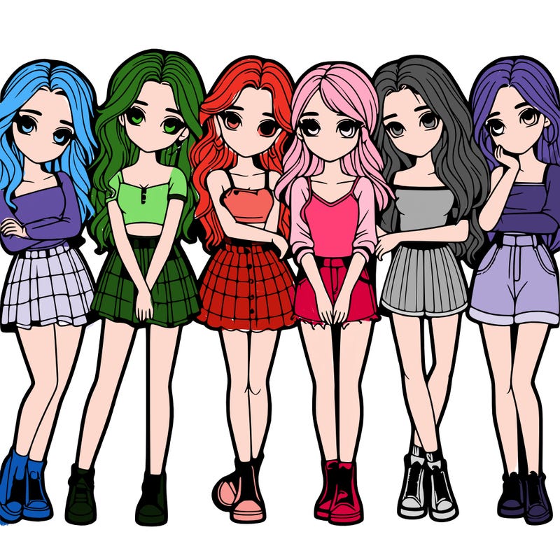 a group of girls realistic