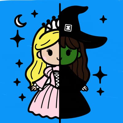 split princess and witch