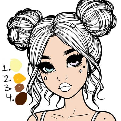 realistic girl with space buns