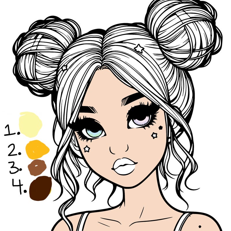realistic girl with space buns