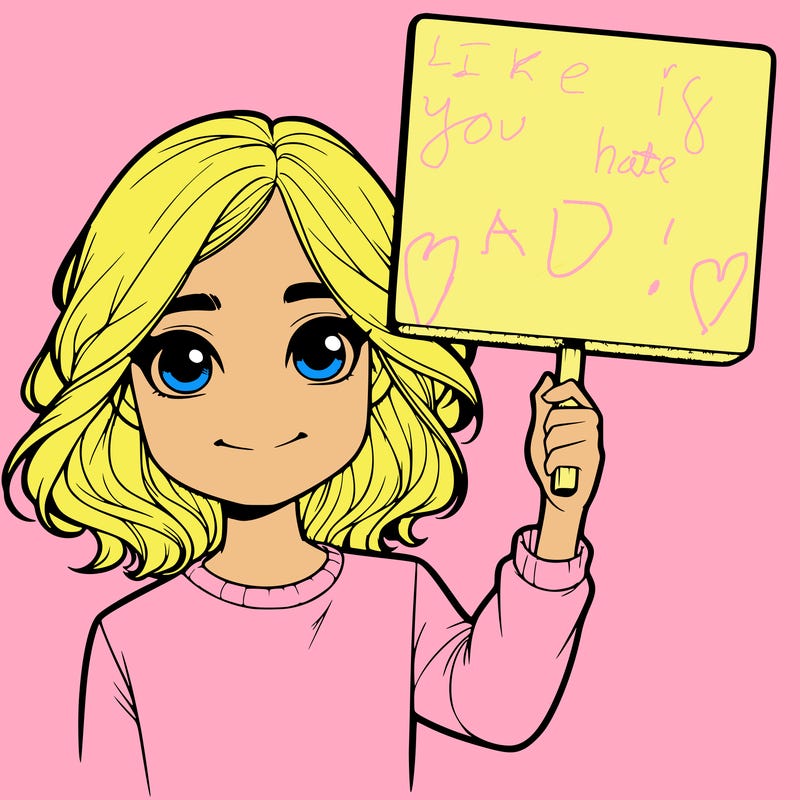 realistic girl holding up a sign