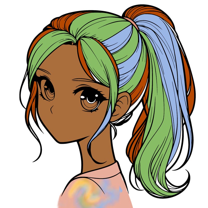 a realistic girl with the ponytail