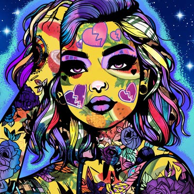 realistic girl with tattoos all over