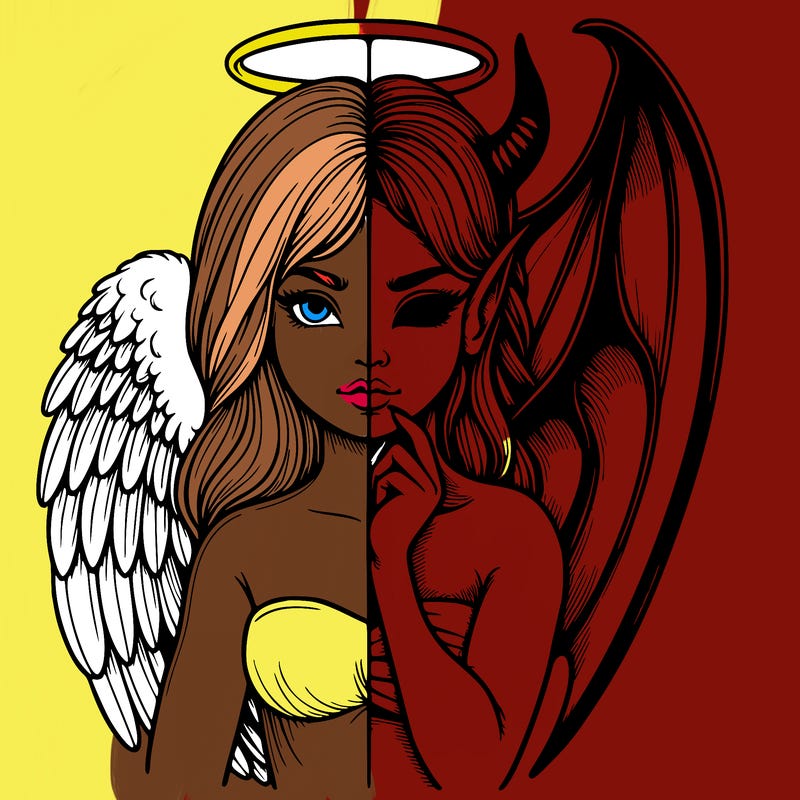 realistic angel half demon