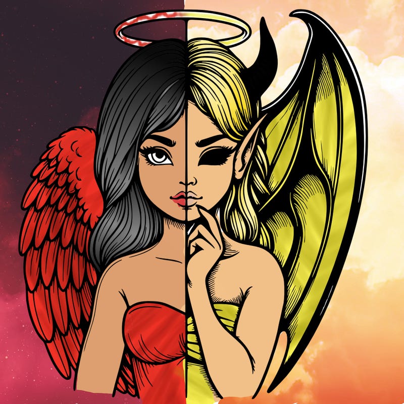 realistic angel half demon