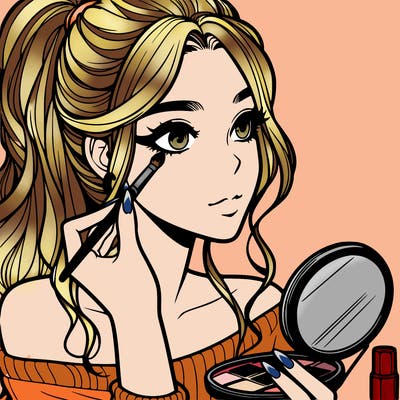 a realistic girl doing her makeup