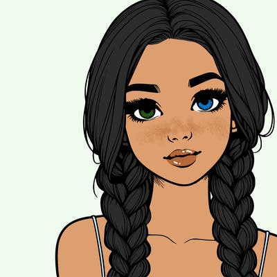 realistic girl with braids