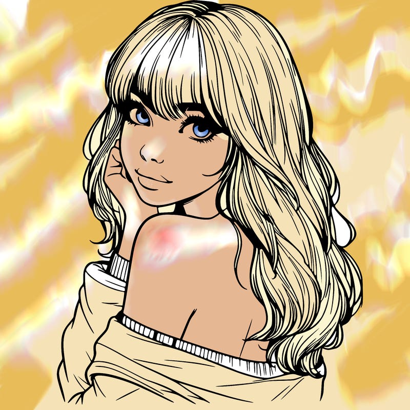 realistic girl with bangs looking over her shoulder