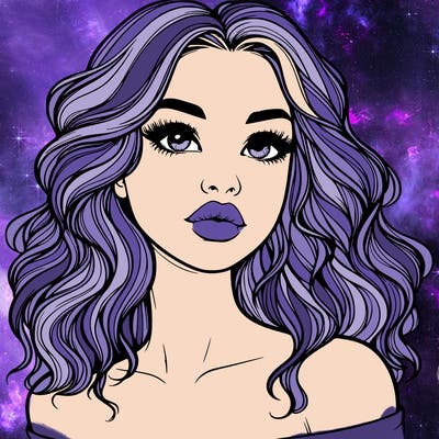 realistic girl with wavy hair and lips