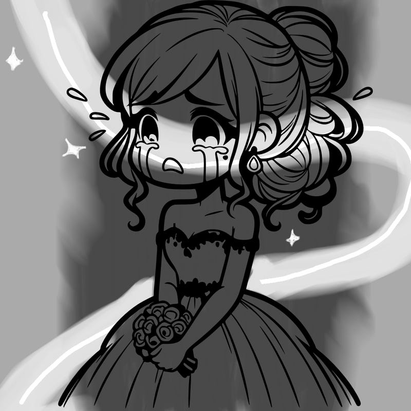 a girl crying in her prom dress