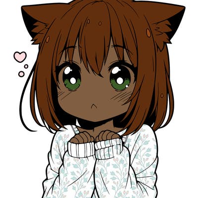 shy anime catgirl