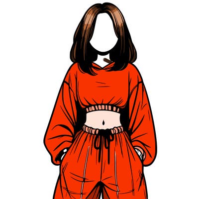 realistic girl faceless with baggy pants and a crop top