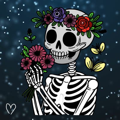 skeleton girl with flowers