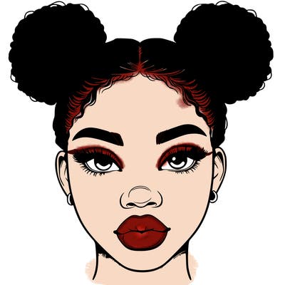 realistic black woman with two buns