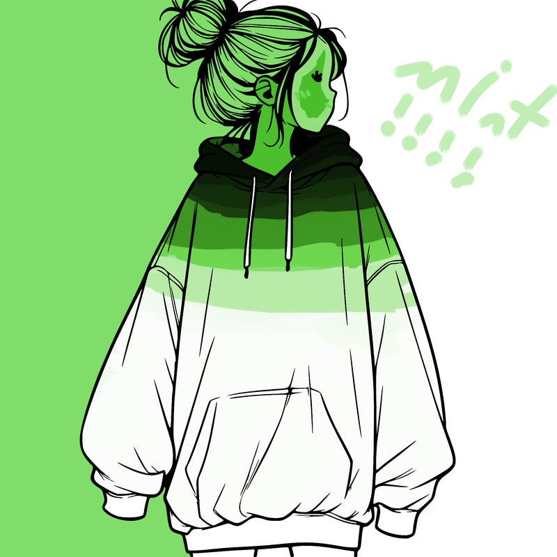 realistic girl with a oversized sweatshirt on and a bun