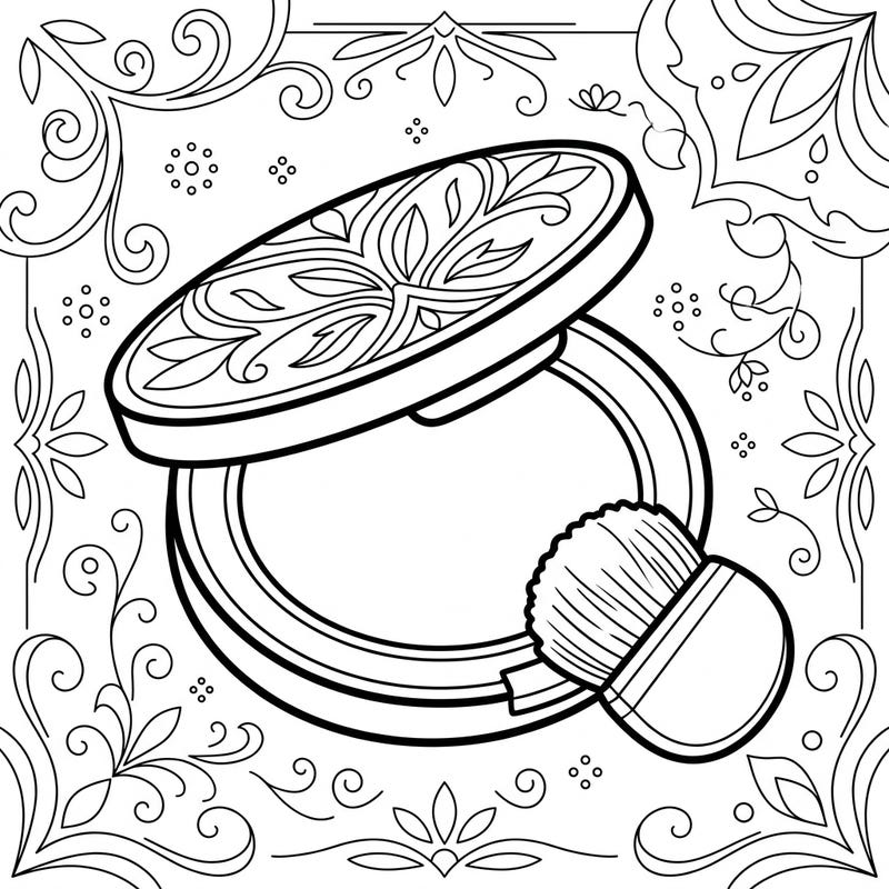 Dive into the world of beauty with this exquisite minimalist line art coloring page featuring a chic blush compact. Its clean lines and sophisticated design make it a perfect creative escape for all ages.