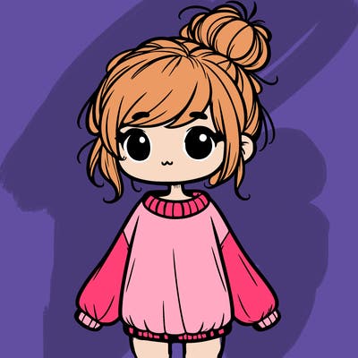 cute girl with baggy sweater and messy bun