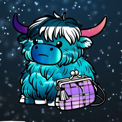 highland cow in a purse