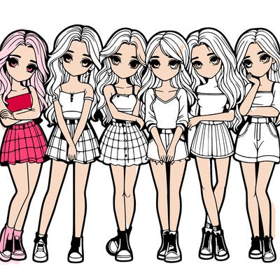 a group of girls realistic