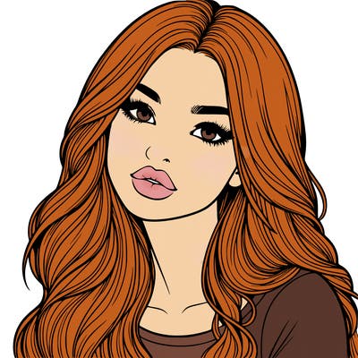 realistic girl with hair on her hair and lips