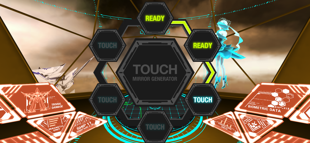 ALTDEUS: Beyond Chronos - Futuristic cockpit interface in ALTDEUS Beyond Chronos showing mecha status and mirror generator controls