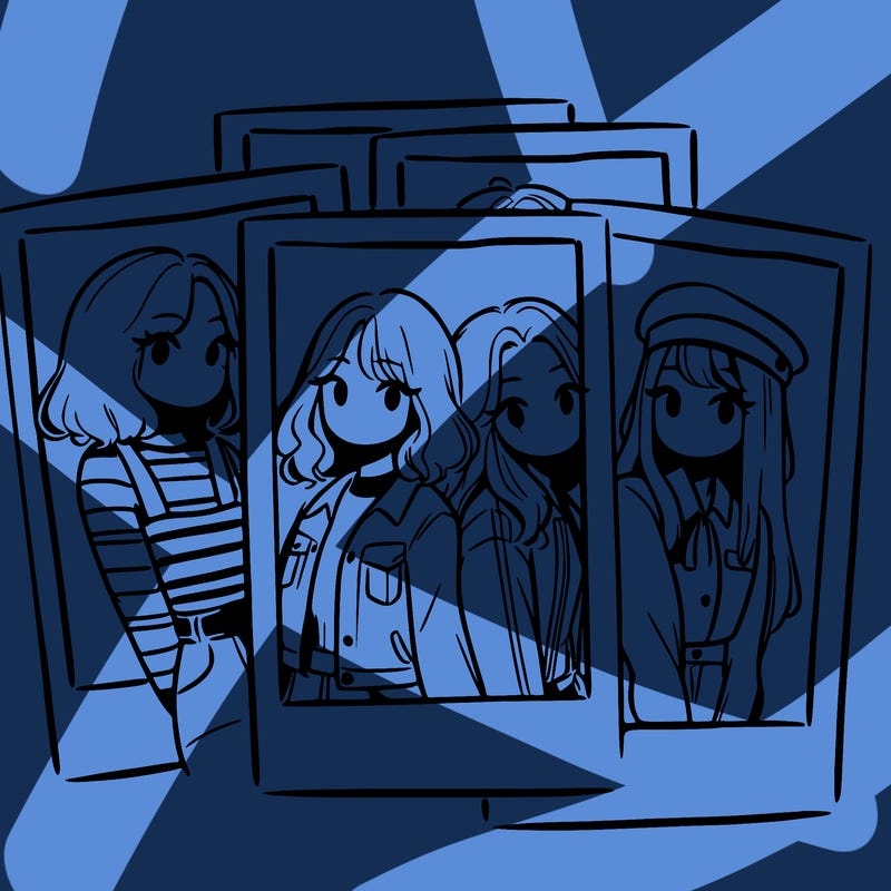 polaroid photo of 4 girls