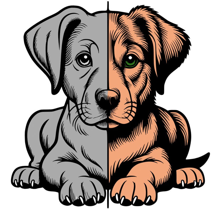 realistic dog split picture