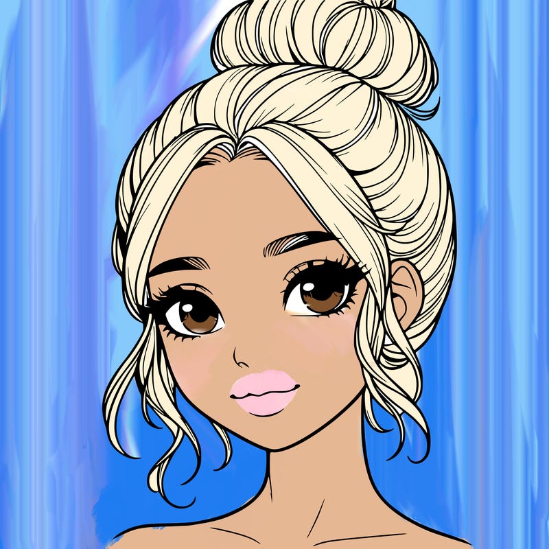 realistic pretty girl with hair in bun