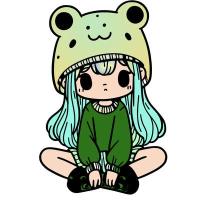 a girl wearing a frog hat and some frog socks