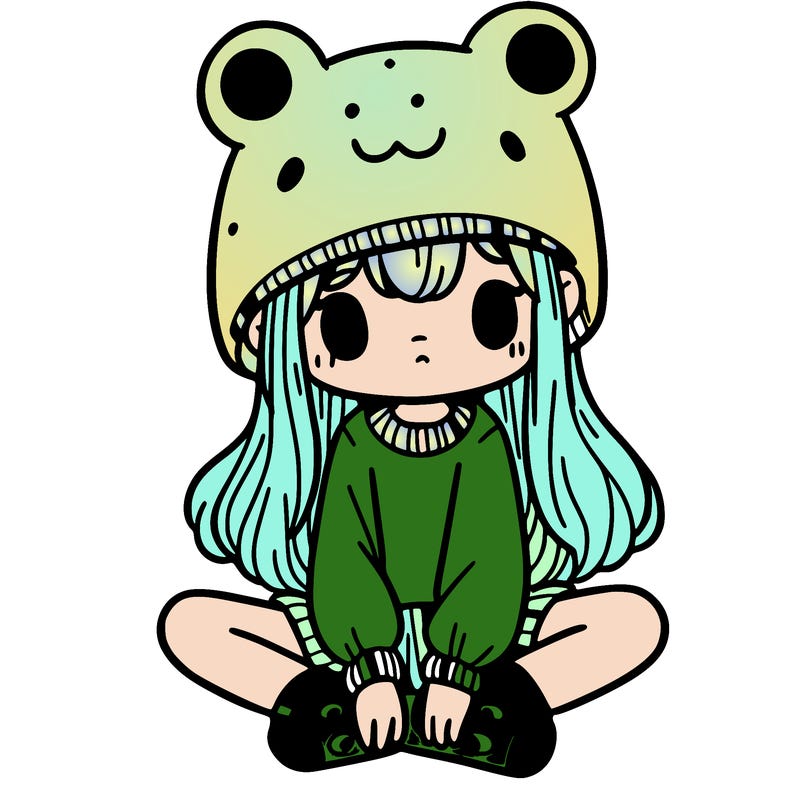 a girl wearing a frog hat and some frog socks