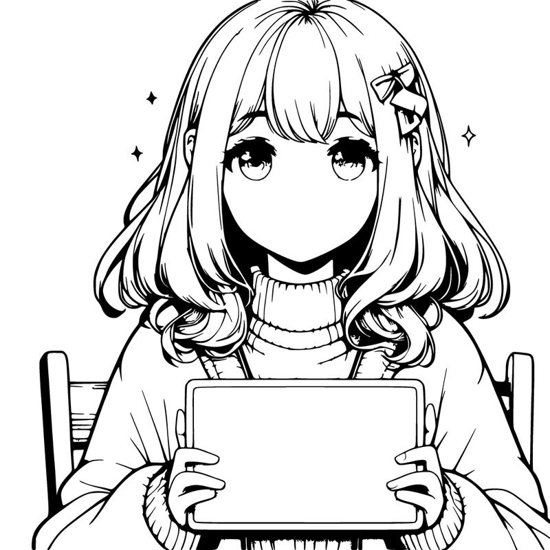 realistic pretty anime girl holding blank sign