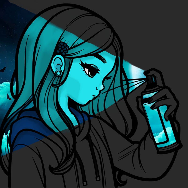 a realistic girl spray painting