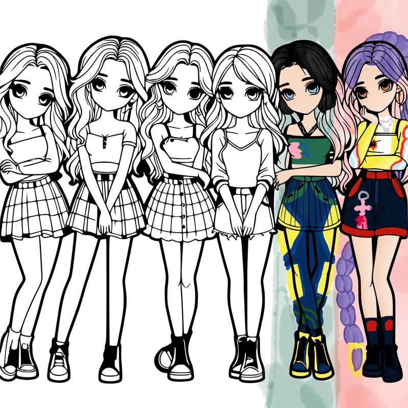 a group of girls realistic