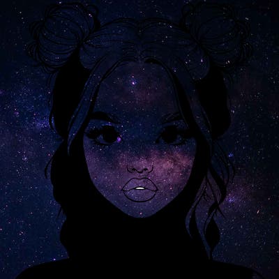 realistic girl with two buns in hair and lips