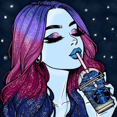 realistic girl drinking starbucks