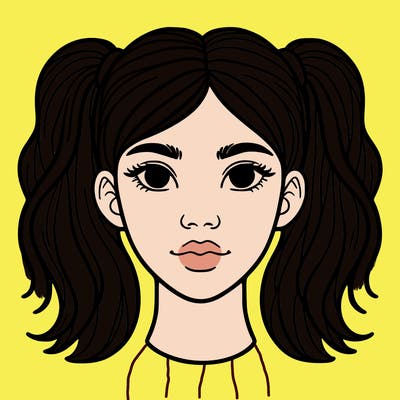 woman head with pigtails