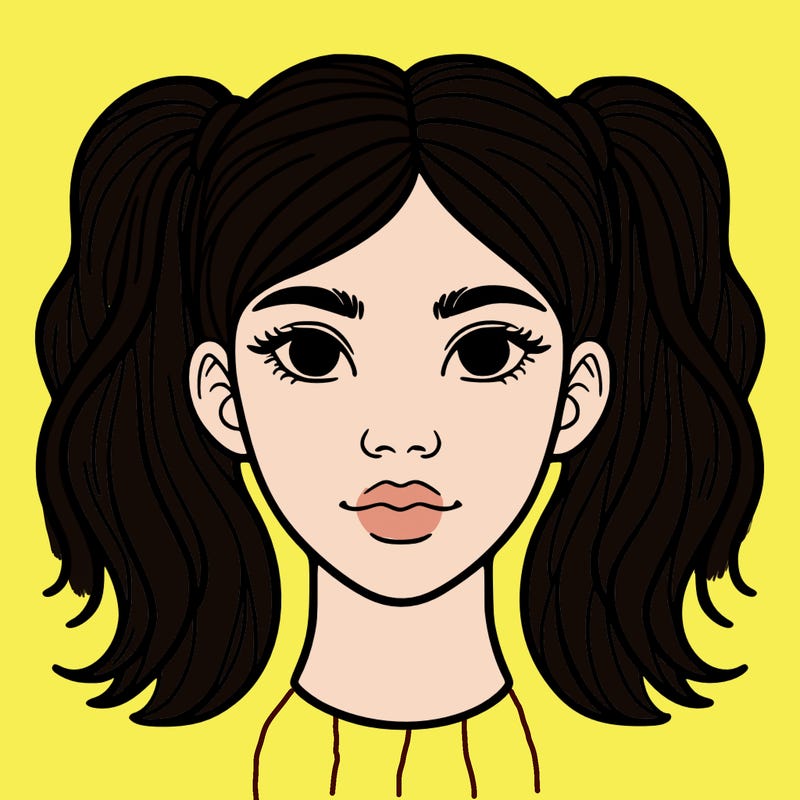 woman head with pigtails